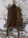 INTO THE EAST 25 Autumn/Winter Moss Green Lace-Up Silk Top/Spliced Layered Silk Skirt ITE-E1DGAW002GR20TP-LV Top